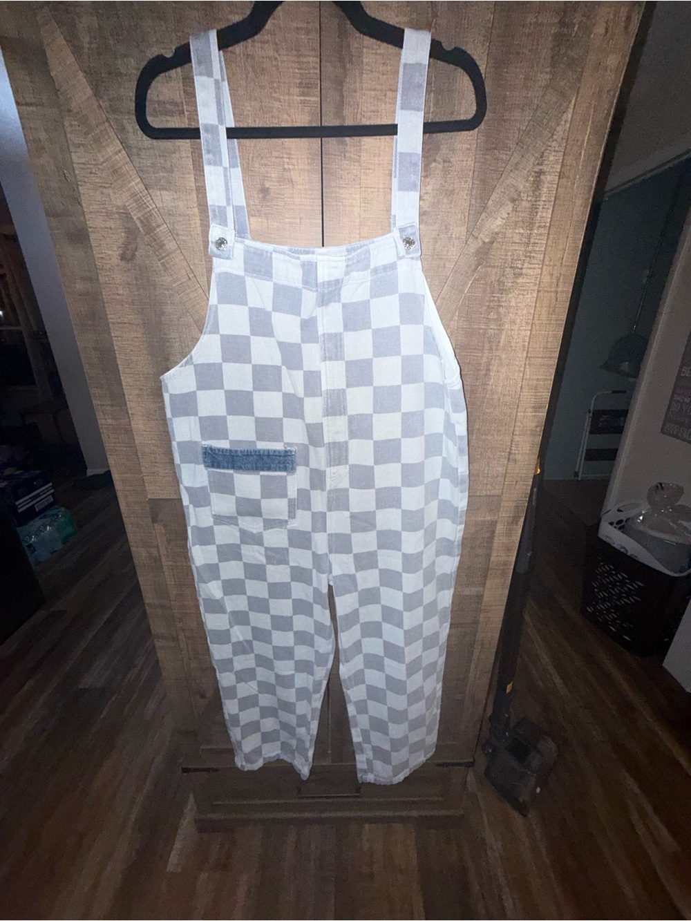 Boho Checked Jean Women's Overalls Jumpsuit